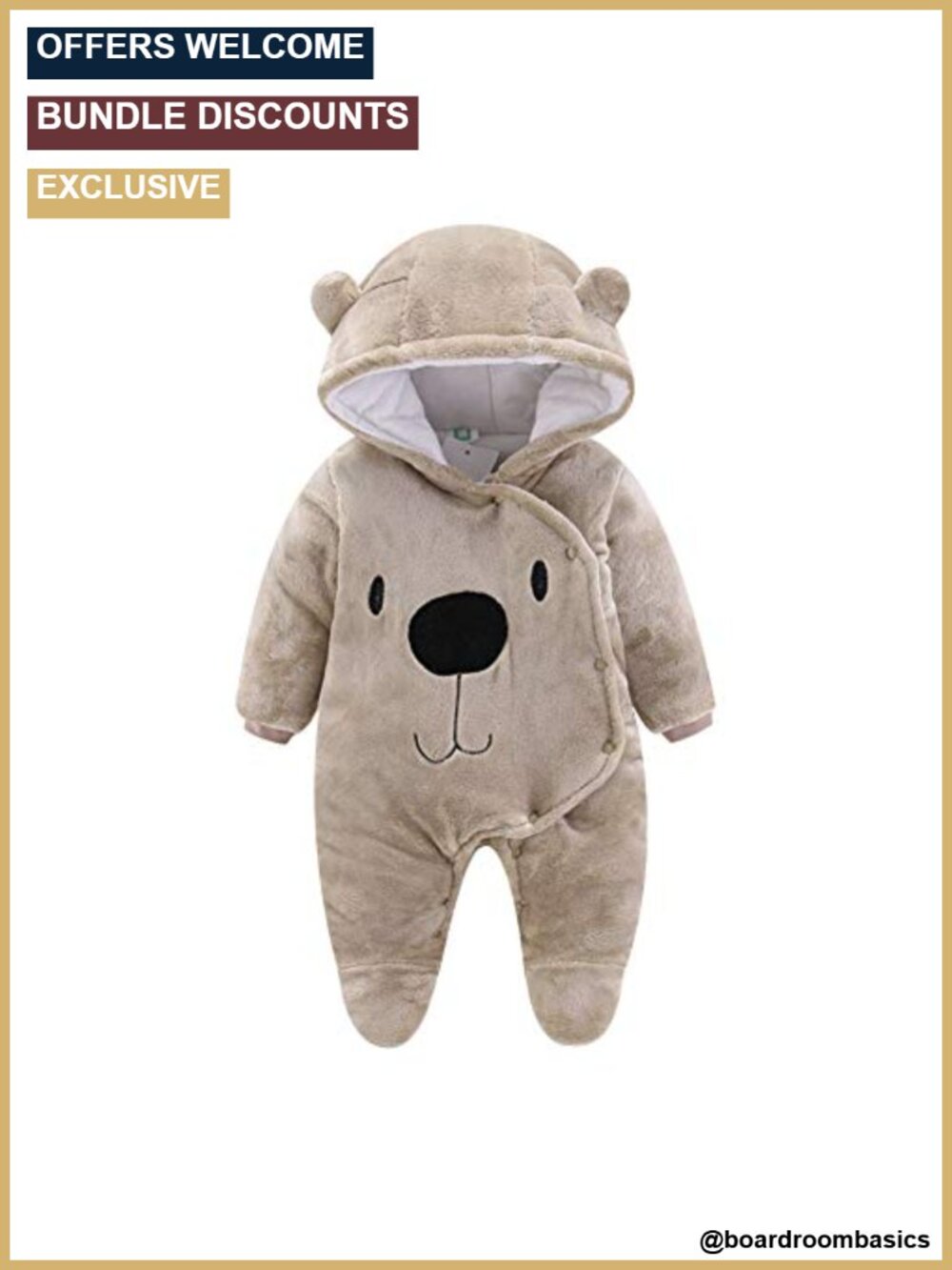 Newborn Baby Snowsuit Winter Hooded Footie Fleece Jumpsuit Infant Boys Girls